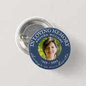 In het liefhebben van het geheugen Modern Navy Blu Ronde Button 3,2 Cm (Voorkant /achterkant)