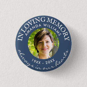In het liefhebben van het geheugen Modern Navy Blu Ronde Button 3,2 Cm