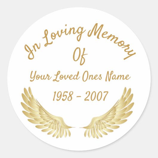 In het liefhebben van het geheugen van Gold Angel Ronde Sticker (Voorkant)