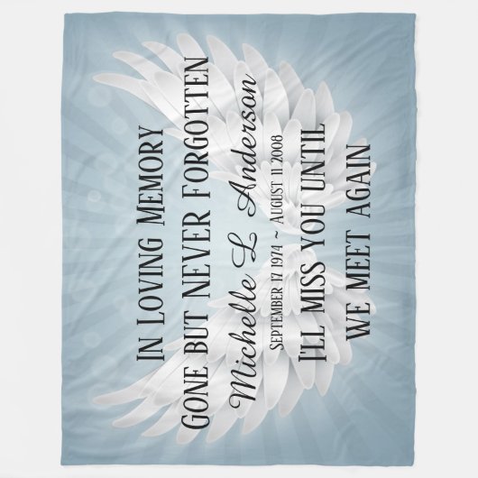 In het liefhebben van Memory Angel Wings Fleece Deken (Voorkant)