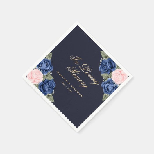 In het liefhebben van Memory Blue Pink Floral Fune Servet (Hoek)