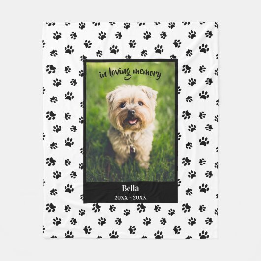 In het liefhebben van Memory Dog Photo Black Paw P Fleece Deken (Voorkant)