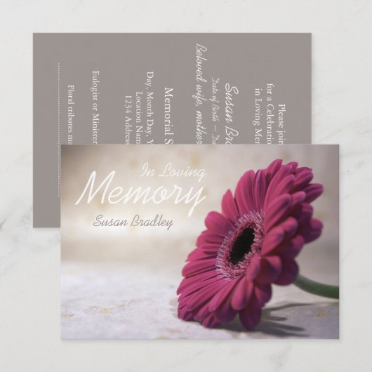 In het liefhebben van Memory Floral Memorial Servi Aankondiging (Voorkant / Achterkant)