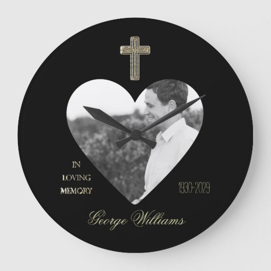 In het liefhebben van Memory Golden Cross Heart Sh Grote Klok (Voorkant)