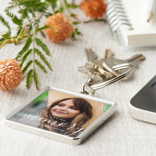 In het liefhebben van Memory Memorial Modern Elega Sleutelhanger (Zijkant)