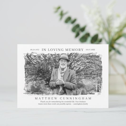 In het liefhebben van Memory Memorial Modern Simpl Bedankkaart (Staand voorkant)