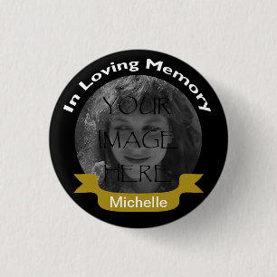 In het liefhebben van Memory Photo Black/Gold Butt Ronde Button 3,2 Cm