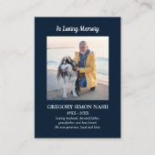 In het liefhebben van Memory Photo Blue Funeral Ca Visitekaartje (Voorkant)