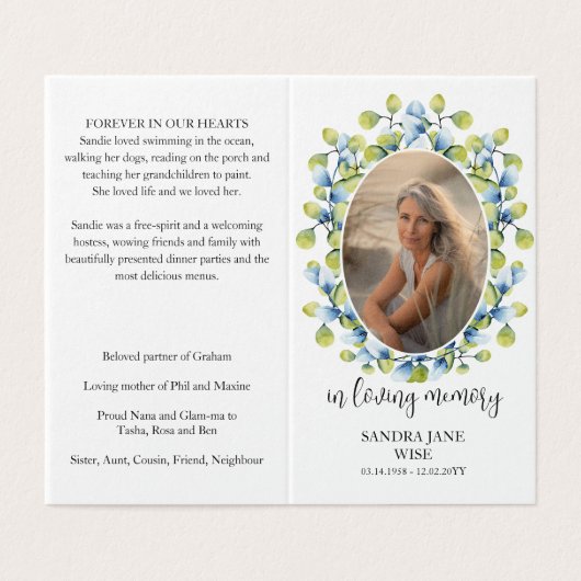 In het liefhebben van Memory Photo Funeral Prayer  Kaart (Buitenkant ongevouwen)