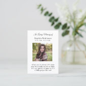 In het liefhebben van Memory Photo Funeral Prayer  Visitekaartje (Staand voorkant)