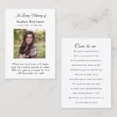 In het liefhebben van Memory Photo Funeral Prayer  Visitekaartje (Voorkant / Achterkant)