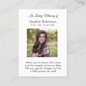 In het liefhebben van Memory Photo Funeral Prayer  Visitekaartje (Voorkant)