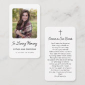 In het liefhebben van Memory Photo Funeral Prayer  Visitekaartje (Voorkant / Achterkant)