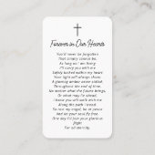 In het liefhebben van Memory Photo Funeral Prayer  Visitekaartje (Achterkant)