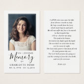 In het liefhebben van Memory Photo Funeral Prayer  Visitekaartje (Voorkant /achterkant)