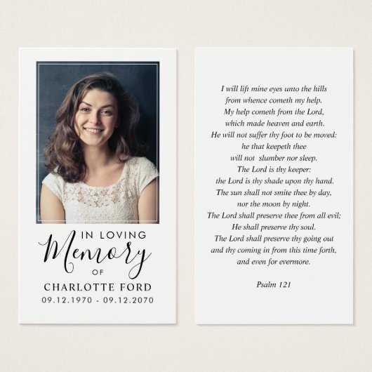 In het liefhebben van Memory Photo Funeral Prayer  Visitekaartje (Voorkant /achterkant)