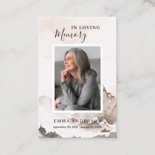 In het liefhebben van Memory Photo Funeral Prayer  Visitekaartje (Voorkant)