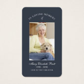 In het liefhebben van Memory Photo Funeral Prayer  Visitekaartje (Voorkant)