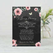 In het liefhebben van Memory Pink Black Floral Har Bedankkaart (Staand voorkant)