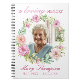 In het liefhebben van Memory Pink Floral WreatPhot Notitieboek