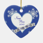 In het liefhebben van Memory Snowflake Photo Heart Keramisch Ornament (Achterkant)