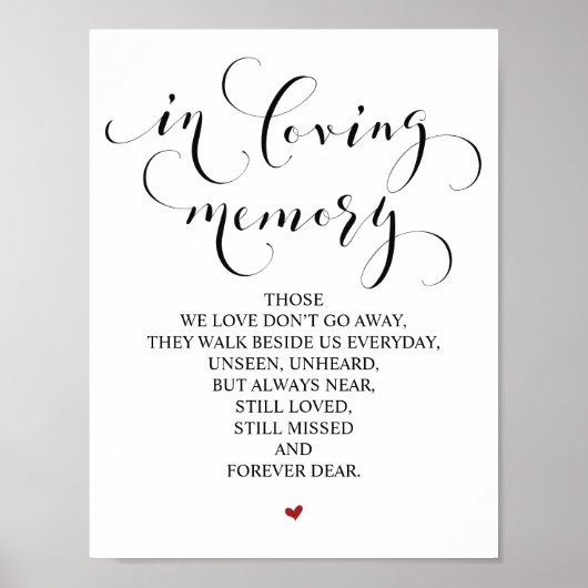 In het liefhebbende Memorial Table Sign Poster (Voorkant)