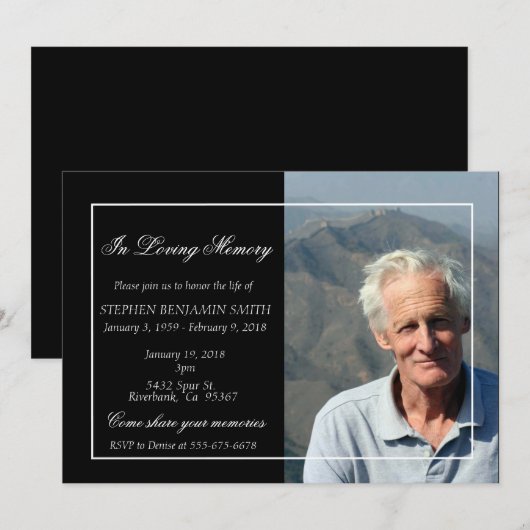 In het liefhebbende Memory Memorial Service Photo  Kaart (Voorkant / Achterkant)