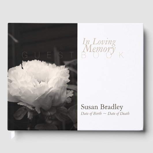 In het liefhebbende Memory Peony Funeral White Gue Gastenboek (Voorkant)