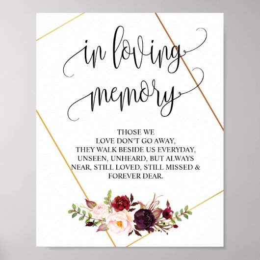In het liefhebbende Memory Wedding Memorial Table  Poster (Voorkant)