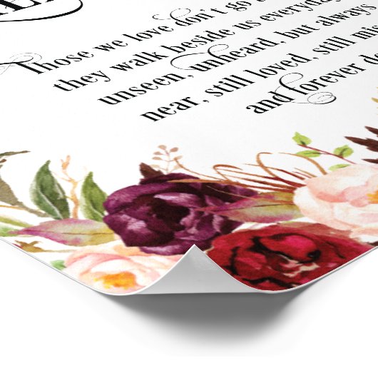 In het liefhebbende Memory Wedding Memorial Table  Poster (Hoek)