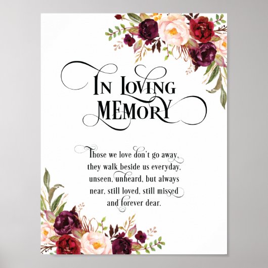 In het liefhebbende Memory Wedding Memorial Table  Poster (Voorkant)