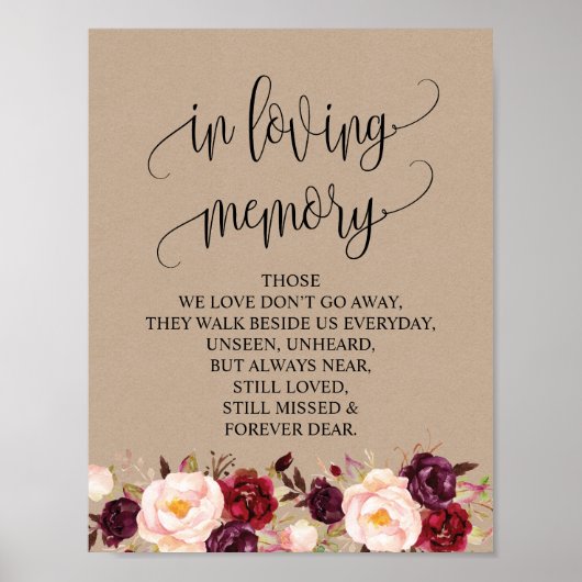 In het liefhebbende Memory Wedding Memorial Table Poster (Voorkant)