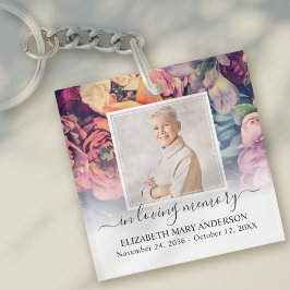 In het liefste geheugen Foto Moody Floral Memorial Sleutelhanger
