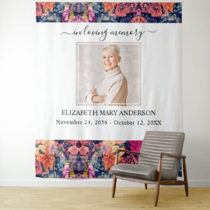 In het liefste geheugen Foto Moody Floral Memorial Wandkleed