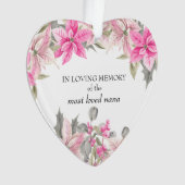 In het liefste geheugen roze Poinsettia Heart Shap Ornament (voorkant)