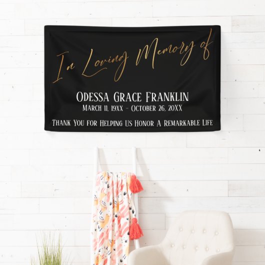 In het liefste geheugen van Gold Handwriting op zw Spandoek (Insitu)