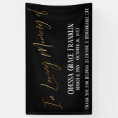 In het liefste geheugen van Gold Handwriting op zw Spandoek (Verticaal)