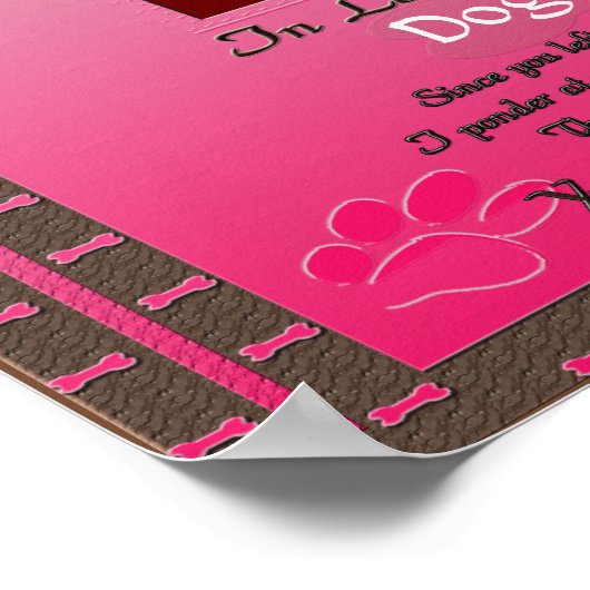 In het liefste geheugen van uw hond roze Vrouw Dog Poster (Hoek)