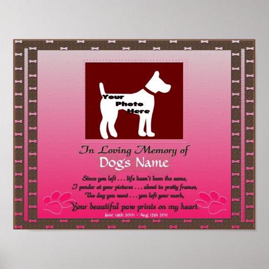 In het liefste geheugen van uw hond roze Vrouw Dog Poster (Voorkant)