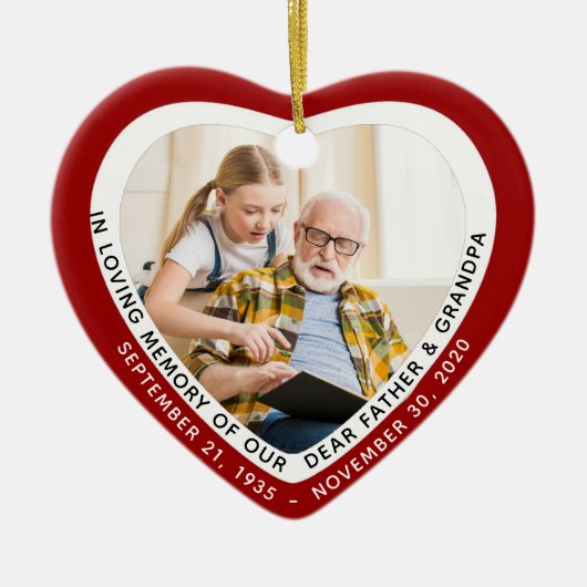 In het liefste geheugen van vader opa Memorial Red Keramisch Ornament (Voorkant)
