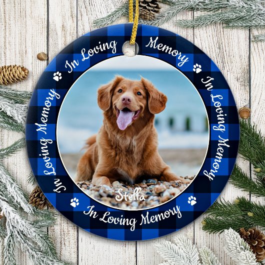 In het liefste Memory Blue Pset Dog Photo Pet Memo Keramisch Ornament