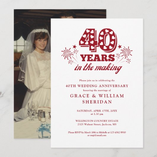 In het maken van 40e bruiloft Jubileum foto Kaart (Voorkant / Achterkant)