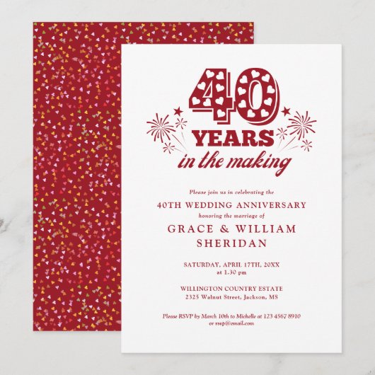 In het maken van 40e bruiloft Jubileum Kaart (Voorkant / Achterkant)
