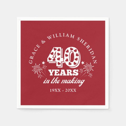 In het maken van 40e bruiloft Jubileum Servet (Voorkant)