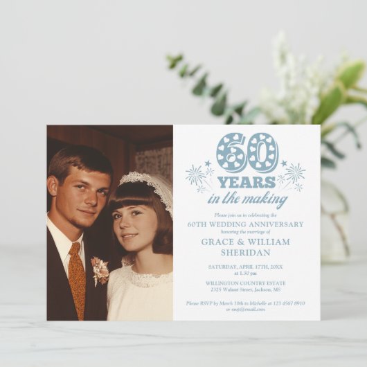 In het maken van 60e bruiloft Jubileum foto Kaart (Staand voorkant)