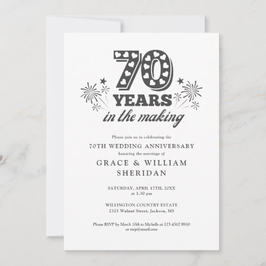 In het maken van 70e bruiloft Jubileum Kaart (Voorkant)