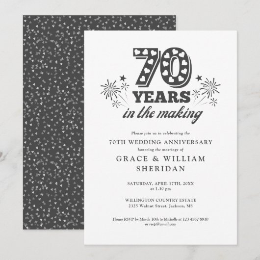 In het maken van 70e bruiloft Jubileum Kaart (Voorkant / Achterkant)