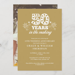 In het maken van goud 50e bruiloft Jubileum foto Kaart