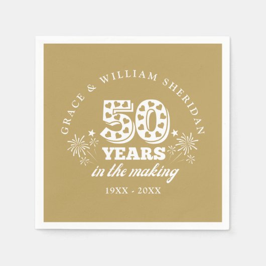 In het maken van gouden 50ste bruiloft Jubileum Servet (Voorkant)