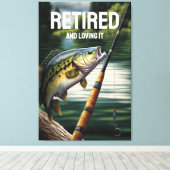 In het meer Levenbassin gepensioneerde Vis Uittred Canvas Afdruk (Insitu (Houten vloer))